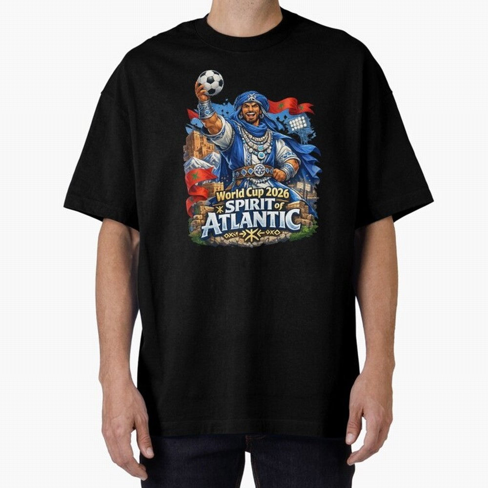 Moroccan World Cup 2026 Spirit of Atlantic Oversized T-Shirt Make Every Kick Count in FIFA World Cup 2026 Group Stage Made for Cristiano Ronaldo, Netherlands Energy, Global Supporter Spirit, Legendary Goals, National Colors and Tournament