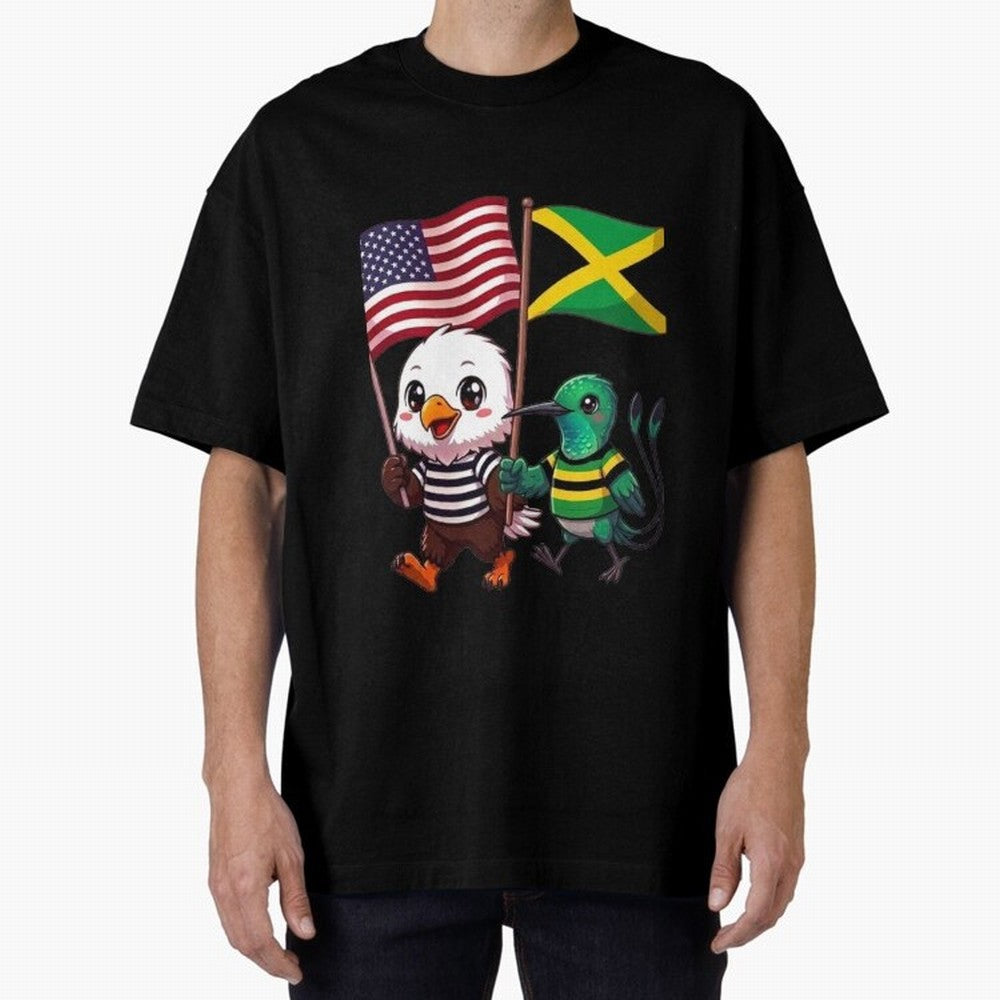 The American eagle and its friend, the Jamaican hummingbird Oversized T-Shirt Upgrade FIFA World Cup 2026 for Fans of Haaland and Mbappe and Brazil, Bringing Stadium Chants, National Pride, Trophy Dreams and Unforgettable Football Memories; Ideal