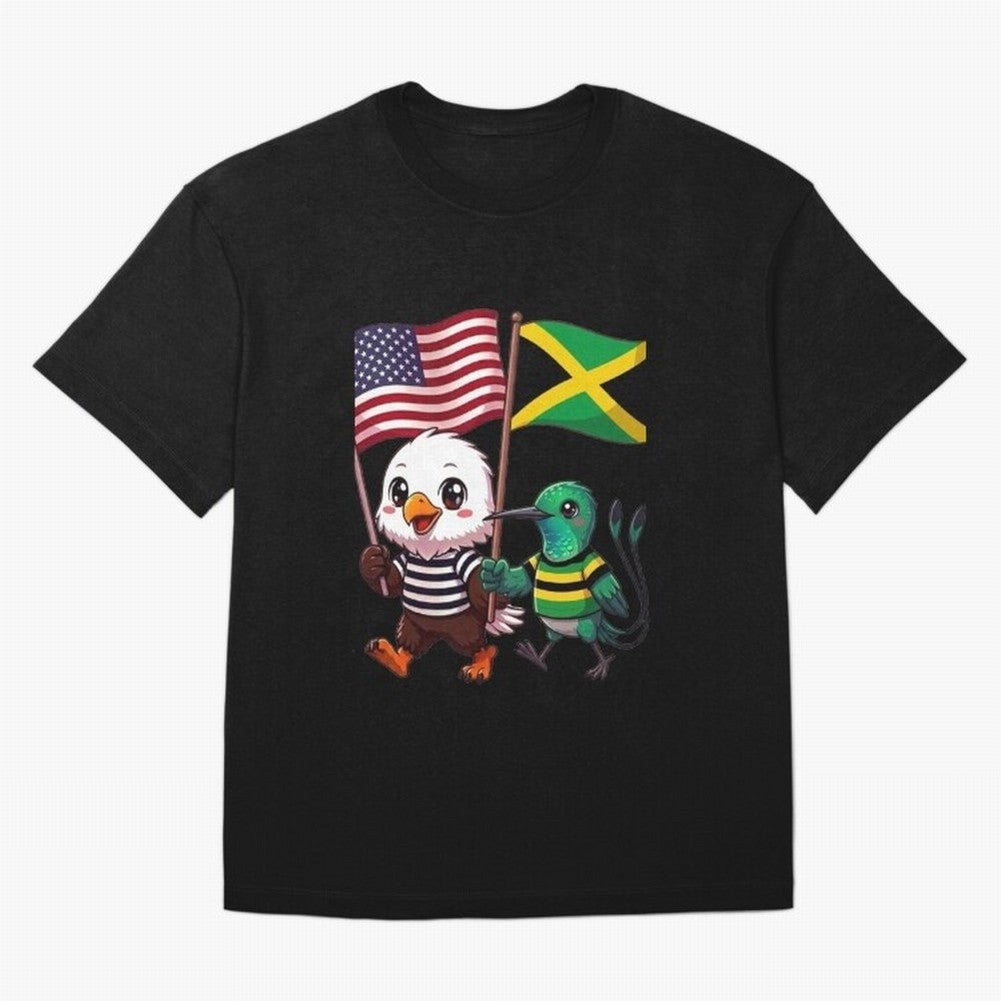 The American eagle and its friend, the Jamaican hummingbird Oversized T-Shirt Upgrade FIFA World Cup 2026 for Fans of Haaland and Mbappe and Brazil, Bringing Stadium Chants, National Pride, Trophy Dreams and Unforgettable Football Memories; Ideal