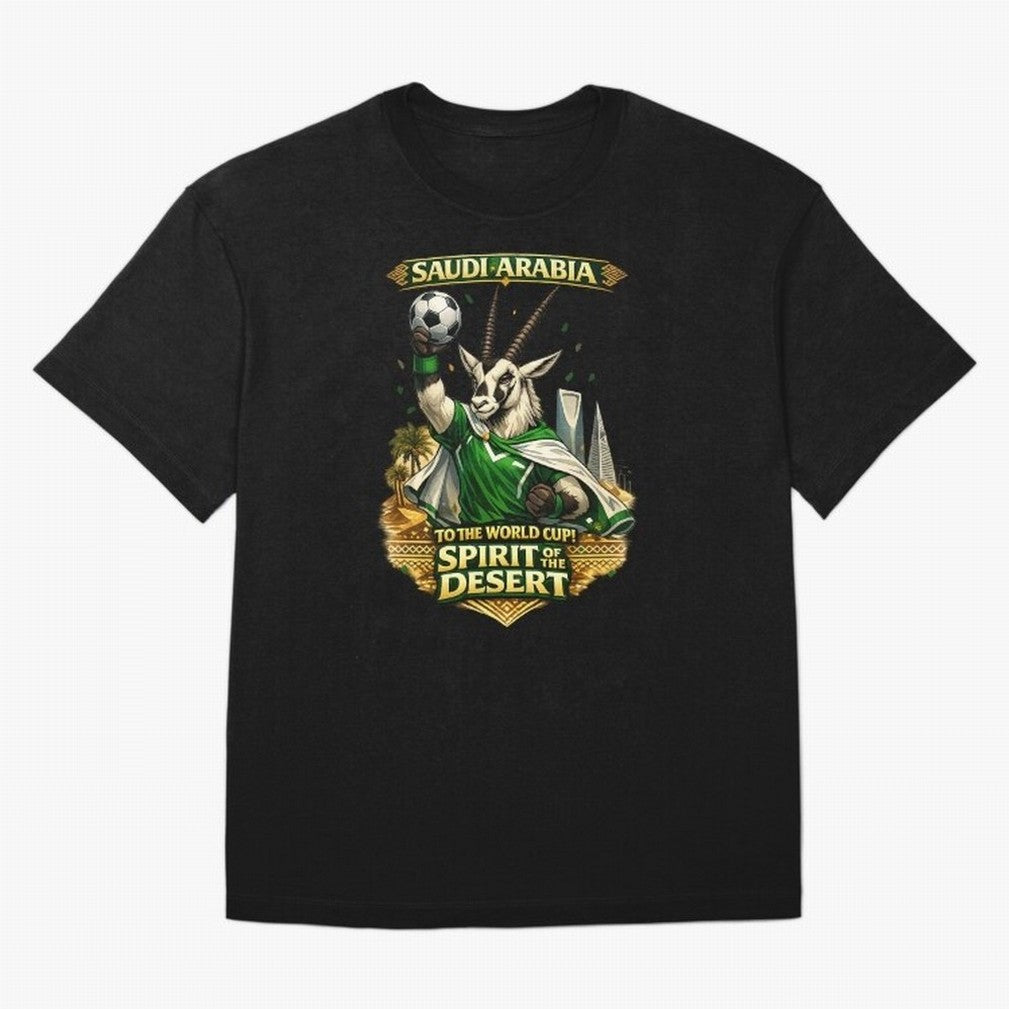 Saudi Arabia World Cup Desert Spirit Oversized T-Shirt Honor the Beautiful Game during FIFA World Cup 2026 for Fans of Messi and England, Bringing Soccer Culture, Superstar Moments, National Team Dreams and Competitive Fire; Perfect for Fans,