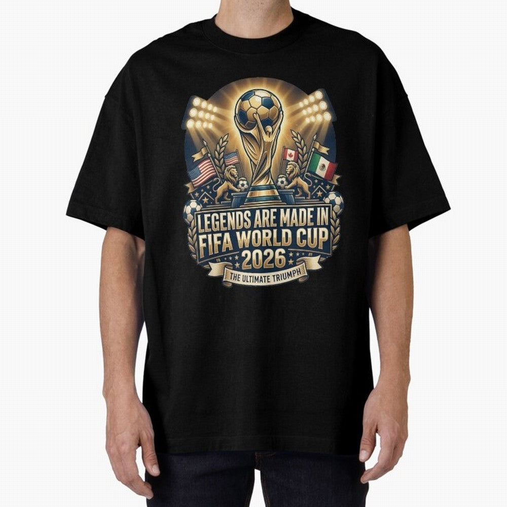 Legendary FIFA World Cup 2026 Football Quote Design For Passionate Soccer Fans Oversized T-Shirt Cheer through Every Moment of FIFA World Cup 2026 Group Stage Filled with Mbappe, England and Germany Energy, Football Passion, Legendary Performances,