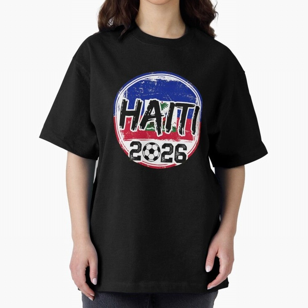 Haiti World Cup 2026 Soccer Fan Game Day T-Shirt_86605887 Oversized T-Shirt Cheer for Match Day Hype around FIFA World Cup 2026, Messi and Cristiano Ronaldo, Brazil, Sports Nostalgia, International Competition, Famous Players and Unforgettable