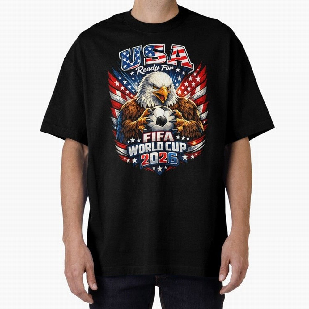 Soccer Pride Design For American Football Fans USA FIFA World Cup 2026 Oversized T-Shirt Show Your Love for the FIFA World Cup 2026 Group Stage Journey through Mbappe Highlights, Argentina and Brazil Pride, Retro Football Energy, Iconic Rivalries,