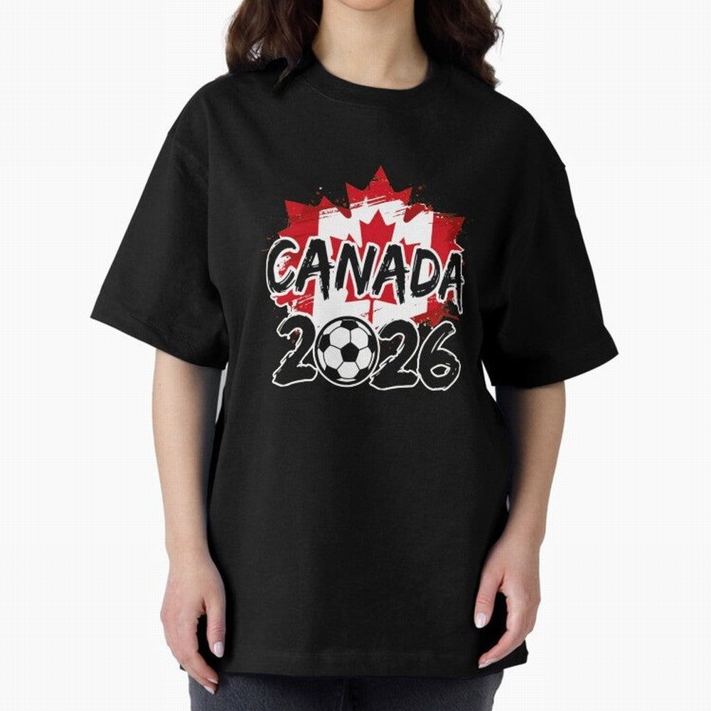 Canada World Cup 2026 Soccer Fan Game Day T-Shirt_86605883 Oversized T-Shirt Make Memories around Match Day Hype around FIFA World Cup 2026 Group Stage, Messi, France, Vintage Soccer Flavor, Modern Football Stars, National Flags and Final Night