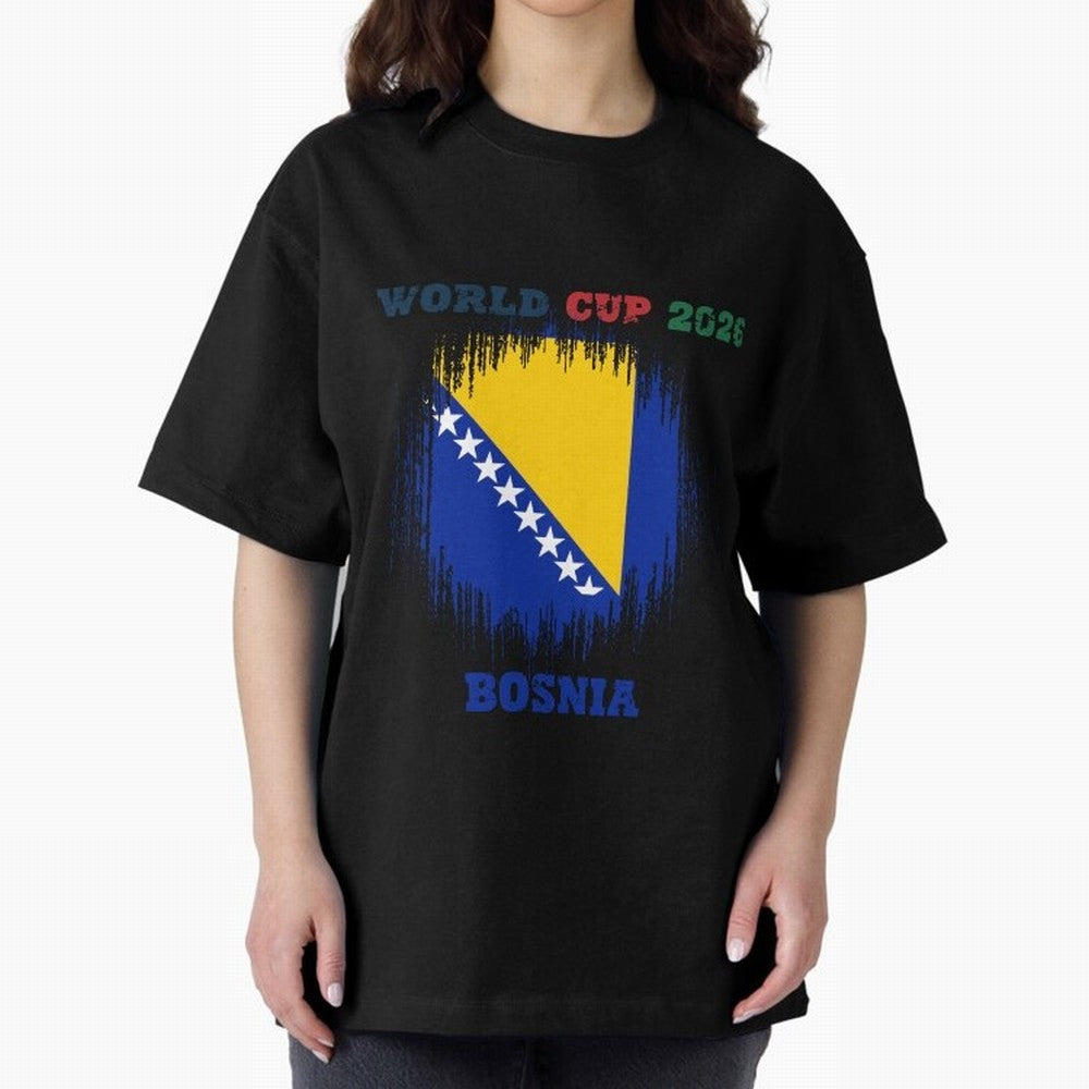 BOSNIA WORLD CUP 2026 Oversized T-Shirt Remember FIFA World Cup 2026 Spirit, Featuring England, Cristiano Ronaldo, Stadium Chants, National Pride, Trophy Dreams and Unforgettable Football Memories; Ideal for Football Dads, Football Moms, Friends,