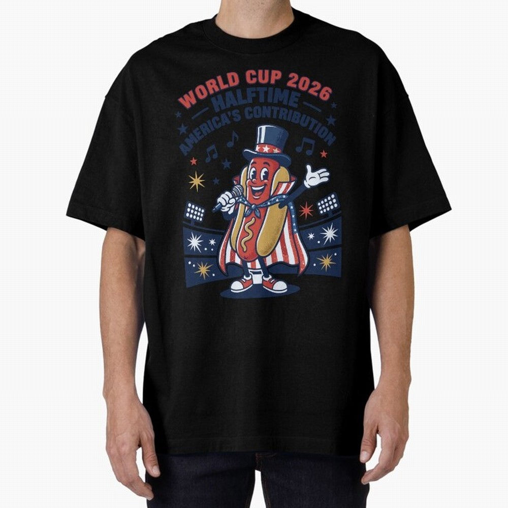 World Cup 2026 Halftime ¡ª America's Contribution V2 Oversized T-Shirt Make Your Look Match FIFA World Cup 2026 USA Canada Mexico with Messi, CR7 and Mbappe, France Energy, Goal Celebration Energy, Supporter Heritage, Football Icons and Worldwide