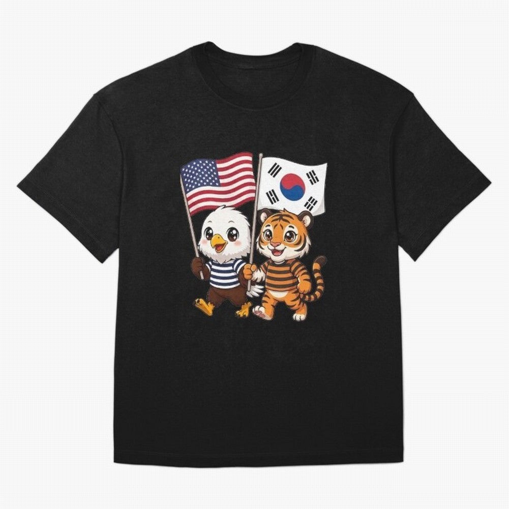 The American eagle and its friend the South Korean tiger Oversized T-Shirt Make Memories around Match Day Hype around FIFA World Cup 2026 Group Stage, Messi, France, Vintage Soccer Flavor, Modern Football Stars, National Flags and Final Night