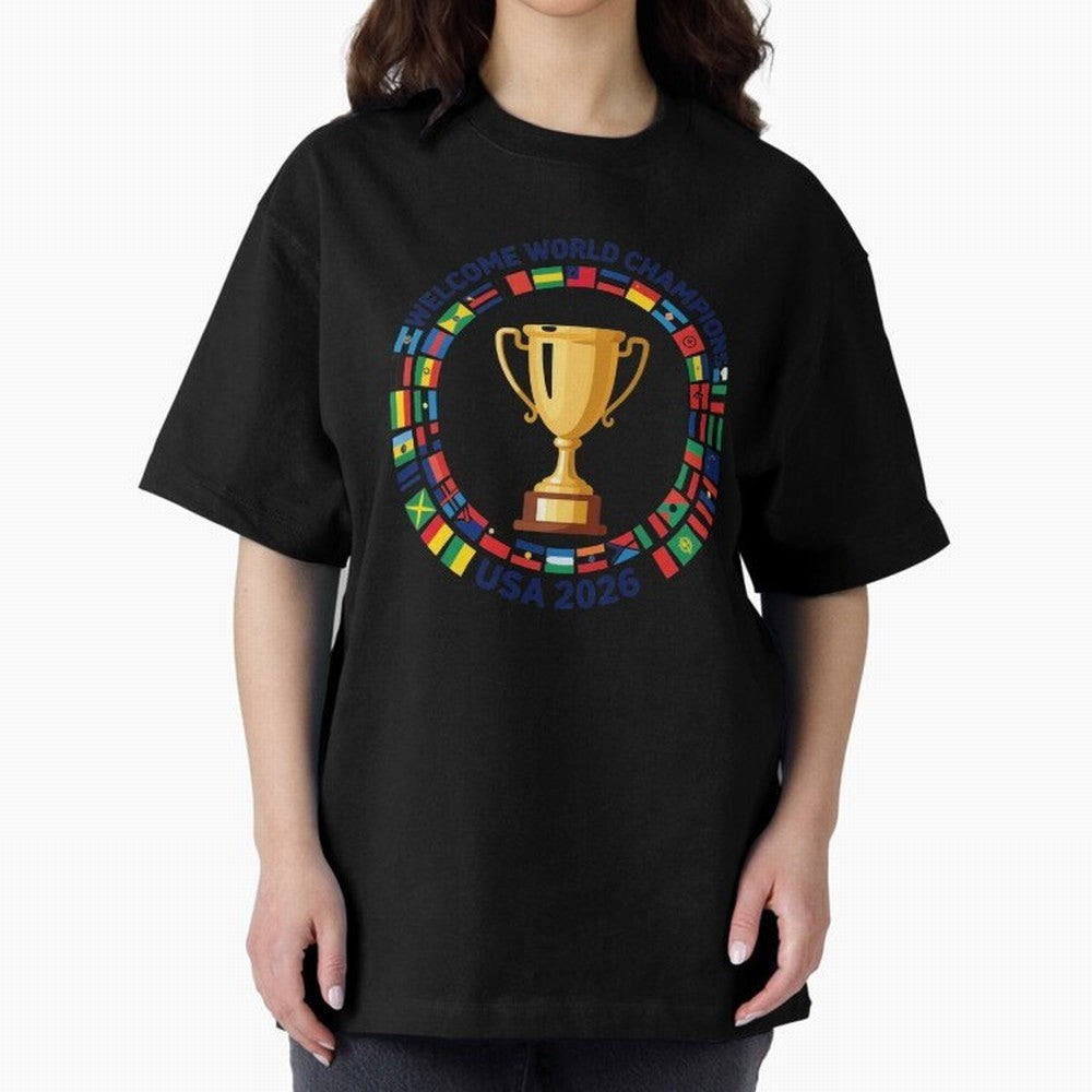 World Cup 2026 Celebration T-Shirt | USA Canada Mexico Soccer Fan Tee Oversized T-Shirt Join the Global Buzz around FIFA World Cup 2026 for Fans of CR7 and Argentina, France and Brazil, Bringing Retro Football Energy, Iconic Rivalries, Trophy Chase
