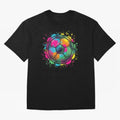 Color Splash Artistic Soccer Ball Design Oversized T-Shirt Elevate the FIFA World Cup 2026 USA Canada Mexico Journey through Cristiano Ronaldo Highlights, Brazil, Portugal and Argentina Pride, Vintage Soccer Flavor, Modern Football Stars, National