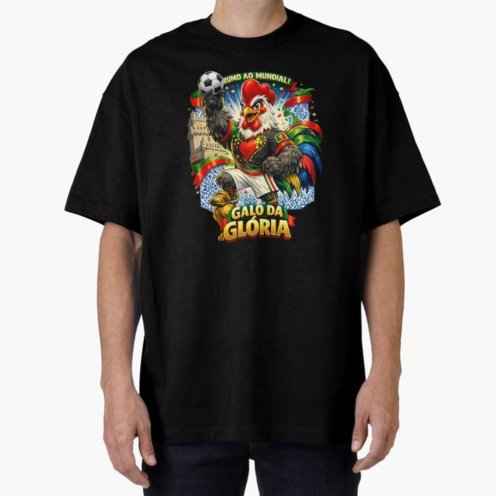 Portugal Rooster World Cup 2026 Fan Art Oversized T-Shirt Bring Supporter Culture to Global Football Passion for FIFA World Cup 2026, Inspired by Cristiano Ronaldo, Argentina, Soccer Culture, Superstar Moments, National Team Dreams and Competitive