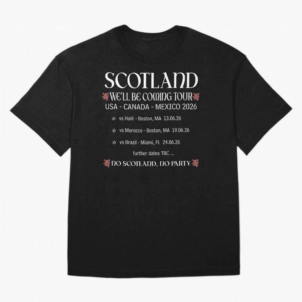 Scotland We'll be Coming Tour Oversized T-Shirt Celebrate Unforgettable Nights in Global Football Passion for FIFA World Cup 2026, Filled with Neymar, Haaland and Cristiano Ronaldo, Argentina, France and Brazil, Champion Mindset, Group Stage Buzz,