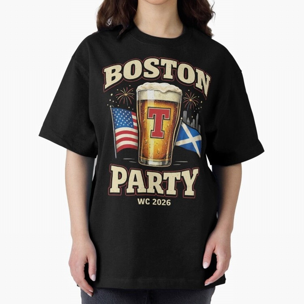 Boston T?Party Scotland Football WC 2026 Oversized T-Shirt Unlock FIFA World Cup 2026 for Fans of Mbappe and Neymar and England, France and Netherlands, Bringing Retro Football Energy, Iconic Rivalries, Trophy Chase Drama and Stadium Atmosphere;