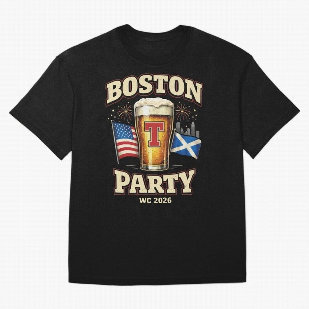 Boston T?Party Scotland Football WC 2026 Oversized T-Shirt Unlock FIFA World Cup 2026 for Fans of Mbappe and Neymar and England, France and Netherlands, Bringing Retro Football Energy, Iconic Rivalries, Trophy Chase Drama and Stadium Atmosphere;