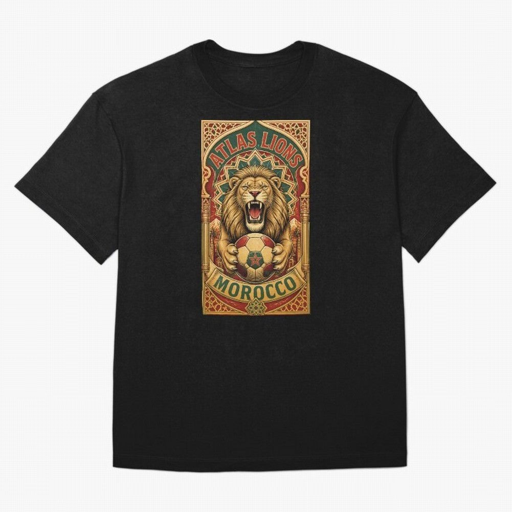Morocco Soccer Lion - Atlas Lions Vintage African Football Fan T-Shirt Oversized T-Shirt Celebrate Classic Football Spirit in Global Football Passion for FIFA World Cup 2026 USA Canada Mexico, Driven by Mbappe, France and Portugal, Game Day