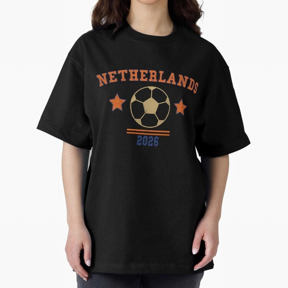 Netherlands ¡ª Vintage Soccer Tee Oversized T-Shirt Represent Fans Who Live for Global Football Passion for FIFA World Cup 2026 Group Stage, Filled with Cristiano Ronaldo, Haaland and CR7, Germany, Match Day Excitement, Supporter Culture, Golden