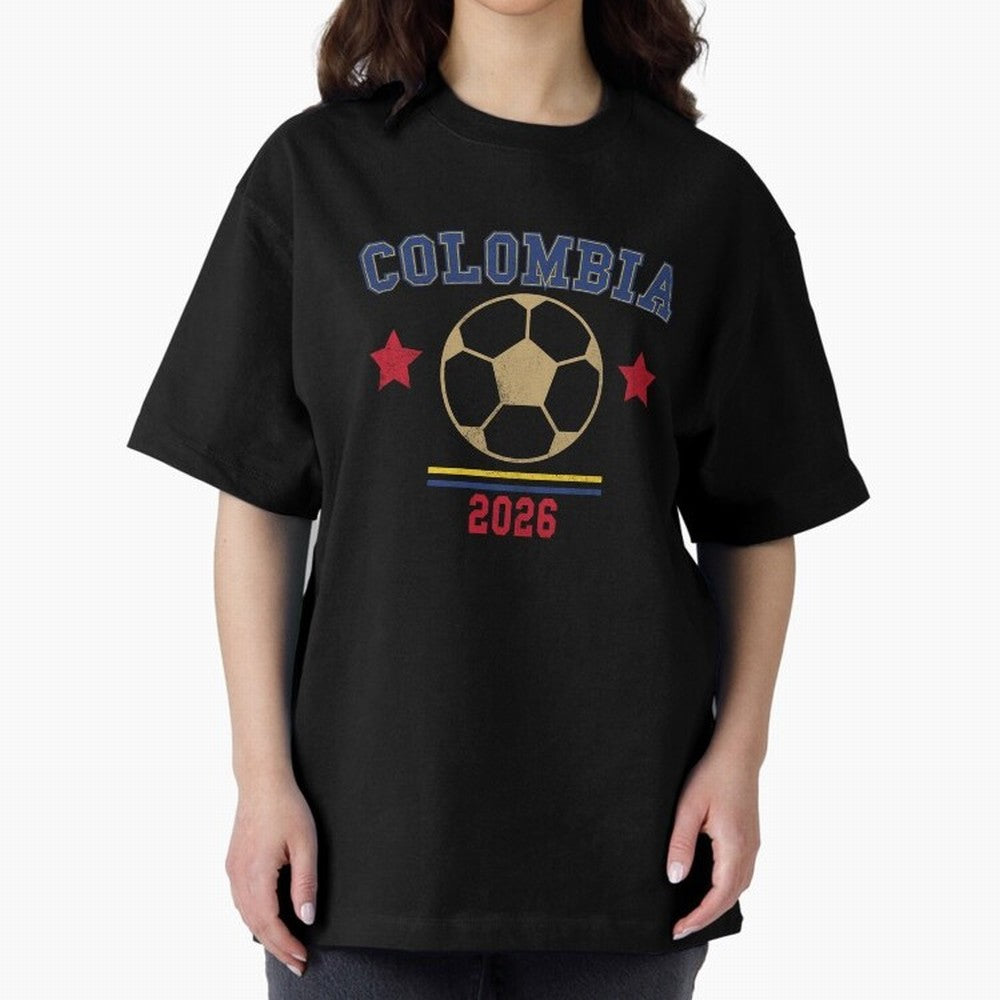 Colombia ¡ª Vintage Soccer Tee Oversized T-Shirt Capture the FIFA World Cup 2026 Group Stage Journey through Mbappe and Neymar Highlights, France and Portugal Pride, Vintage Soccer Flavor, Modern Football Stars, National Flags and Final Night
