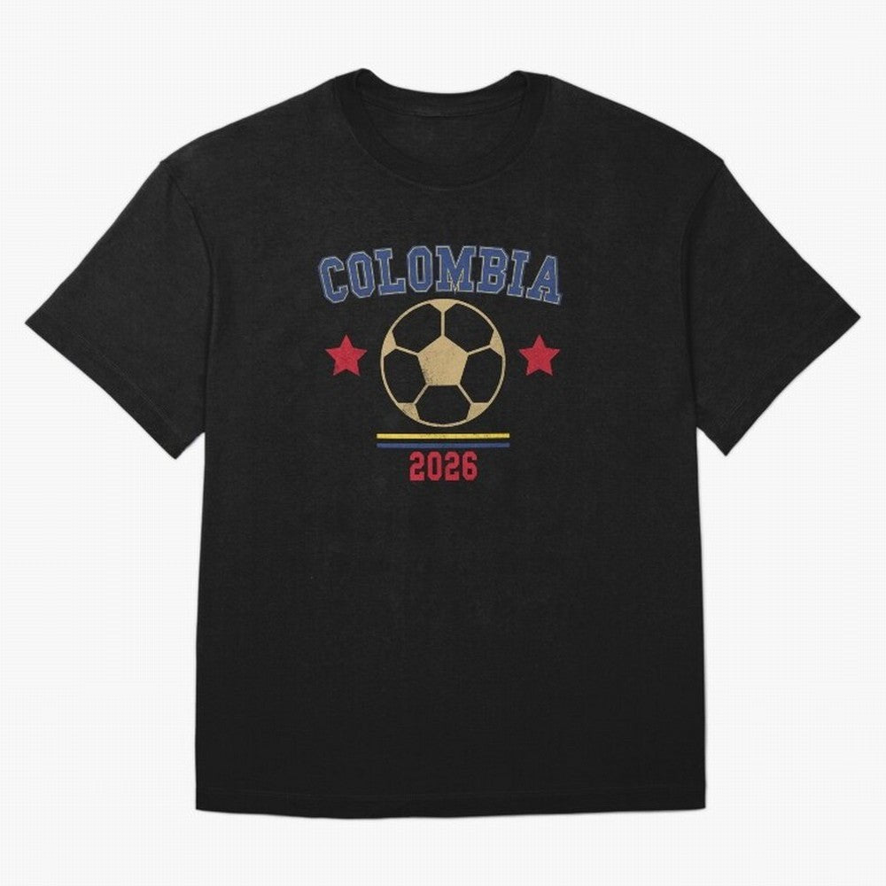 Colombia ¡ª Vintage Soccer Tee Oversized T-Shirt Capture the FIFA World Cup 2026 Group Stage Journey through Mbappe and Neymar Highlights, France and Portugal Pride, Vintage Soccer Flavor, Modern Football Stars, National Flags and Final Night