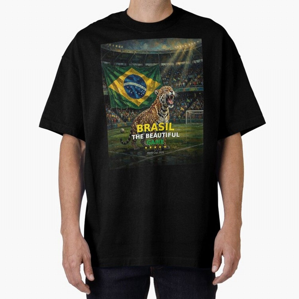 Brasil The Beautiful Game - World Cup 2026 Soccer Fan Tee Oversized T-Shirt Feel International Energy from FIFA World Cup 2026 USA Canada Mexico Spirit, Centered on Netherlands, Haaland and Mbappe, Championship Spirit, Famous Goals, Roaring Crowds