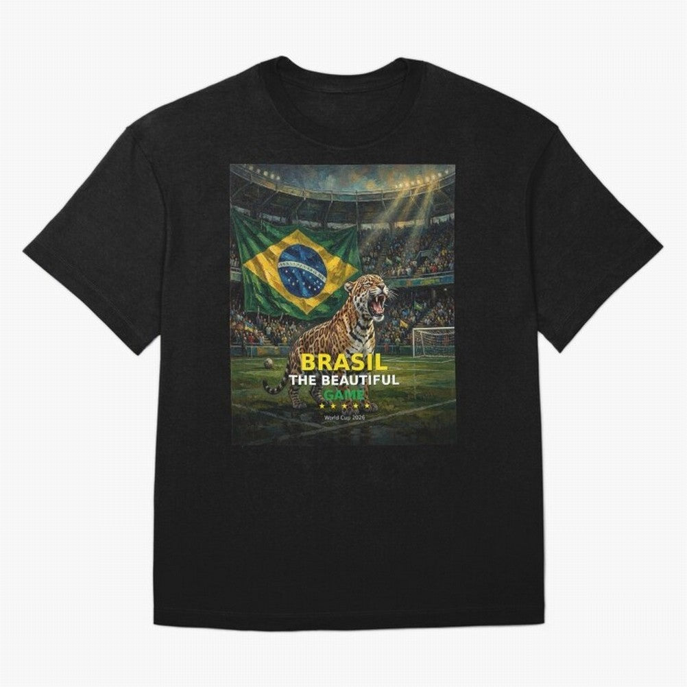 Brasil The Beautiful Game - World Cup 2026 Soccer Fan Tee Oversized T-Shirt Feel International Energy from FIFA World Cup 2026 USA Canada Mexico Spirit, Centered on Netherlands, Haaland and Mbappe, Championship Spirit, Famous Goals, Roaring Crowds