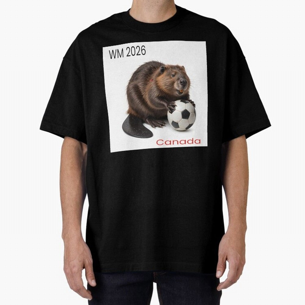Canadian beaver invites you to World Cup 2026 in USA, Canada and Mexico Oversized T-Shirt Feel FIFA World Cup 2026 Spirit, Connected to Spain and Netherlands, CR7, Classic Soccer Heritage, Championship Pressure, Fan Loyalty and International Pride;