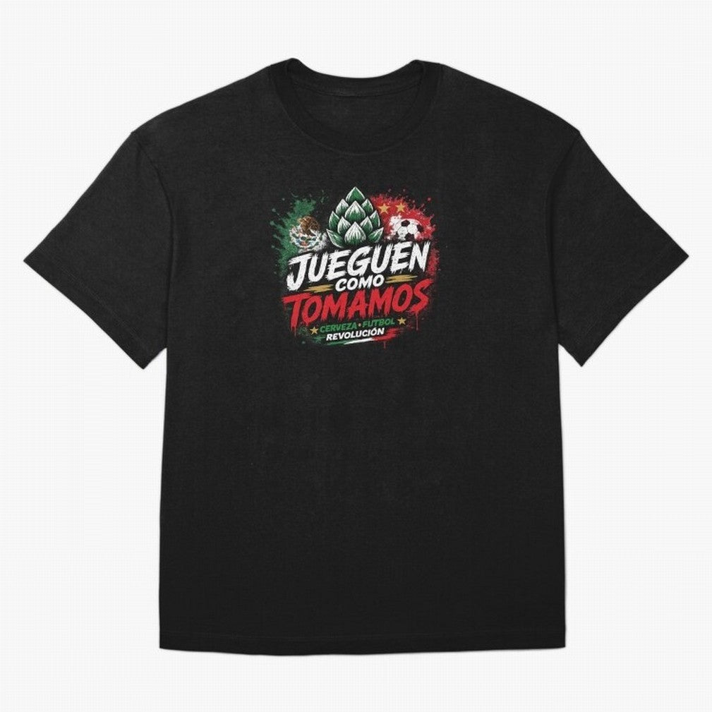 Jueguen Como Tomamos Futbol Cervecero Oversized T-Shirt Enjoy Match Day Hype around FIFA World Cup 2026 Group Stage, CR7 and Messi, France and Portugal, Champion Mindset, Group Stage Buzz, Knockout Tension and Passionate Fan Culture; Great for