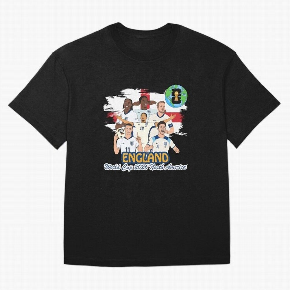 England Soccer Stars World Cup 2026 North America Oversized T-Shirt Bring Home FIFA World Cup 2026 USA Canada Mexico Celebrating Messi, CR7 and Mbappe, Netherlands Energy, Championship Spirit, Famous Goals, Roaring Crowds and International Football