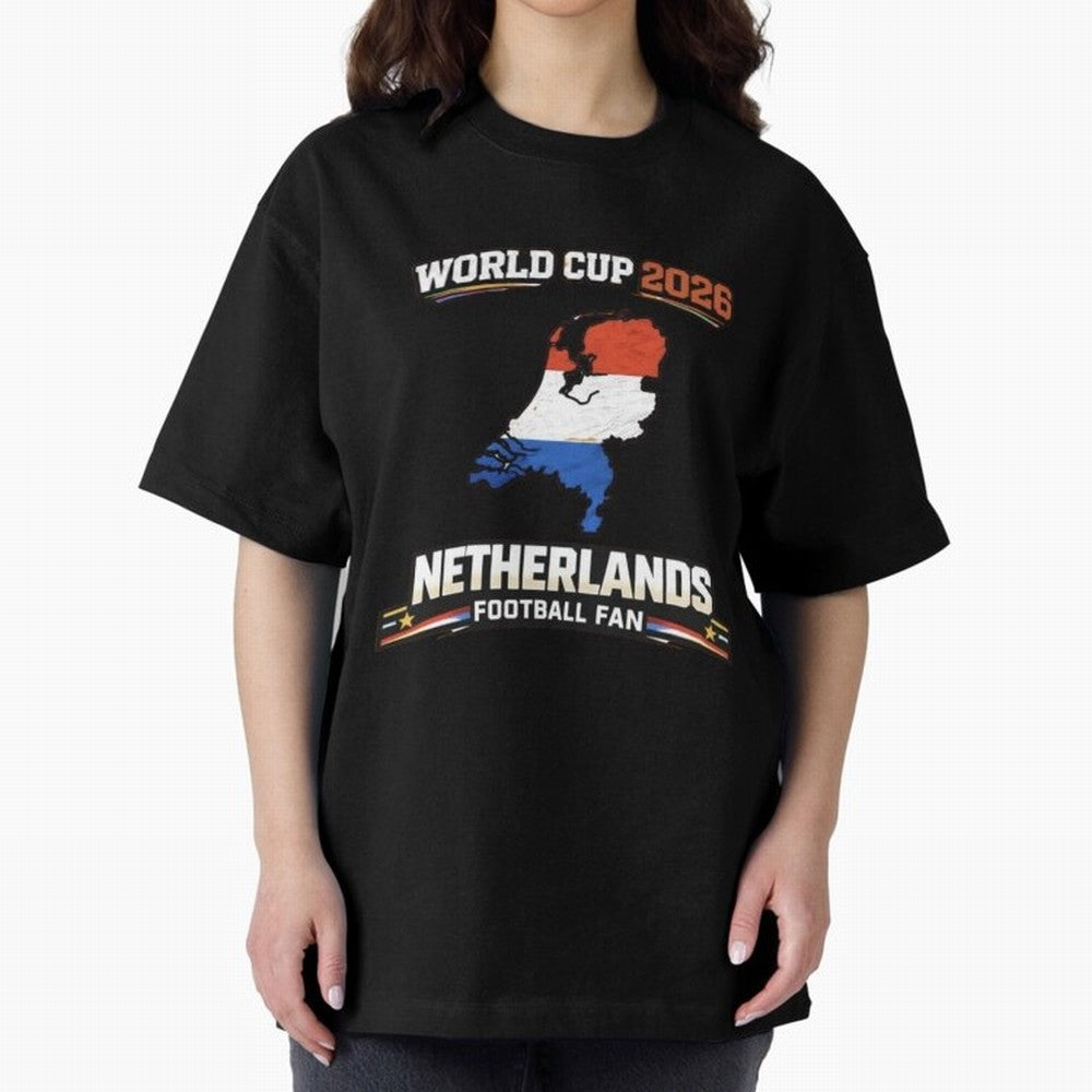 Netherlands Football Fan World Cup 2026 - Dutch Map Vintage Art Oversized T-Shirt Represent Football Lovers during FIFA World Cup 2026 Group Stage Capturing Messi and Cristiano Ronaldo, Portugal, Spain and Germany Energy, Game Day Rituals, Football