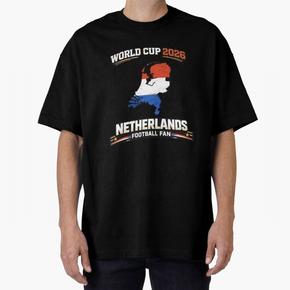 Netherlands Football Fan World Cup 2026 - Dutch Map Vintage Art Oversized T-Shirt Represent Football Lovers during FIFA World Cup 2026 Group Stage Capturing Messi and Cristiano Ronaldo, Portugal, Spain and Germany Energy, Game Day Rituals, Football