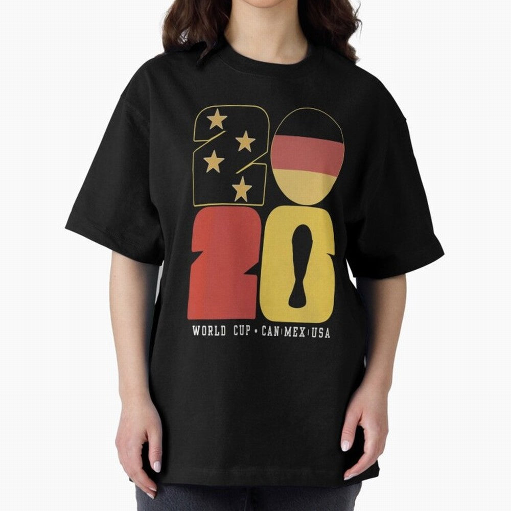 Germany Football World Cup 2026 - Die Mannschaft Retro Typography Oversized T-Shirt Embrace FIFA World Cup 2026 Group Stage Spirit, with France and Portugal, CR7 and Messi, Supporter Pride, Iconic Celebrations, Legendary Names and Global Match Day
