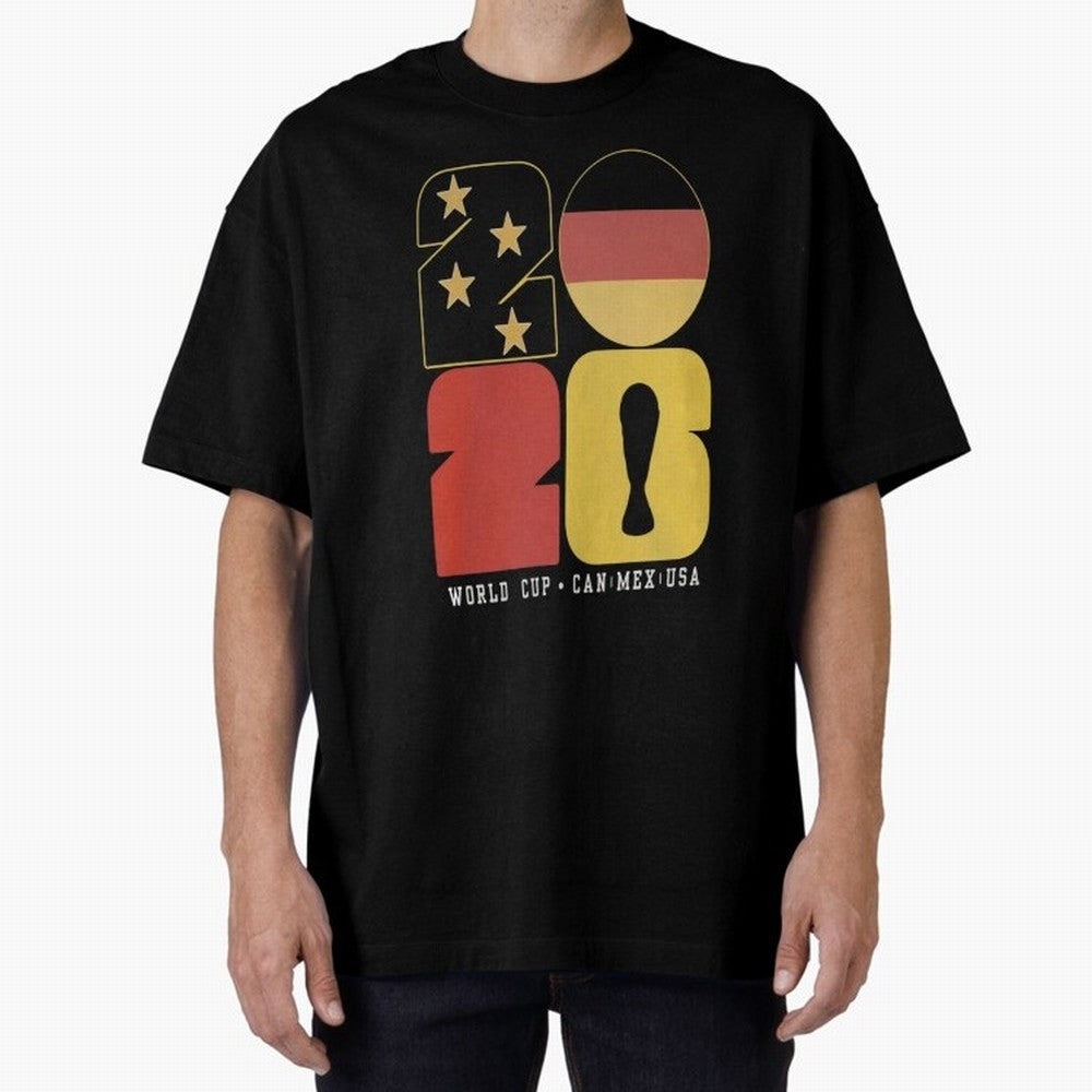 Germany Football World Cup 2026 - Die Mannschaft Retro Typography Oversized T-Shirt Embrace FIFA World Cup 2026 Group Stage Spirit, with France and Portugal, CR7 and Messi, Supporter Pride, Iconic Celebrations, Legendary Names and Global Match Day