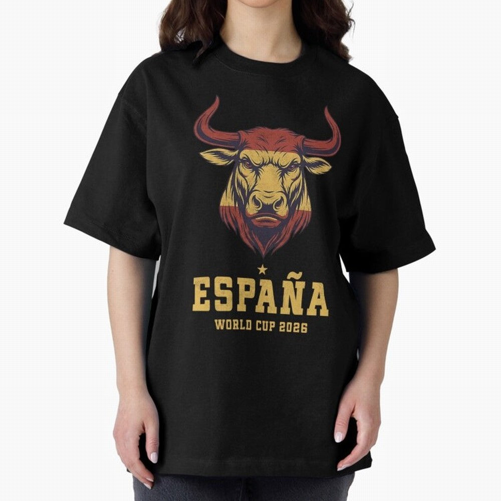 Spain Football World Cup 2026 - Vintage Spanish Bull Espa?a Oversized T-Shirt Bring Stadium Energy to the FIFA World Cup 2026 Group Stage Journey through Haaland and Mbappe Highlights, Netherlands Pride, Football Passion, Legendary Performances,