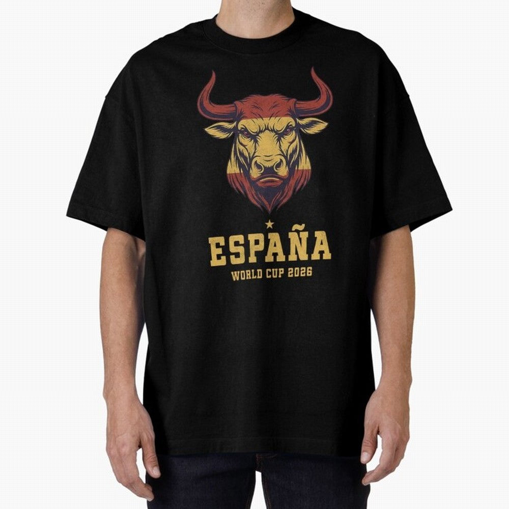 Spain Football World Cup 2026 - Vintage Spanish Bull Espa?a Oversized T-Shirt Bring Stadium Energy to the FIFA World Cup 2026 Group Stage Journey through Haaland and Mbappe Highlights, Netherlands Pride, Football Passion, Legendary Performances,