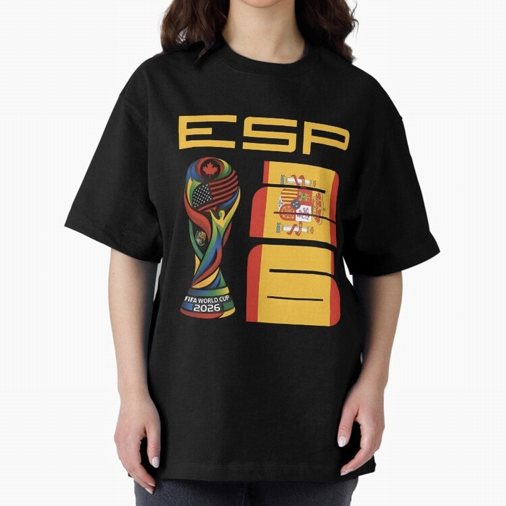 Spain Soccer World Cup 2026 Fan Art - ESP La Roja Oversized T-Shirt Support Your Favorite Stars during FIFA World Cup 2026 USA Canada Mexico Highlighting Haaland, England and Germany Energy, Classic Soccer Heritage, Championship Pressure, Fan