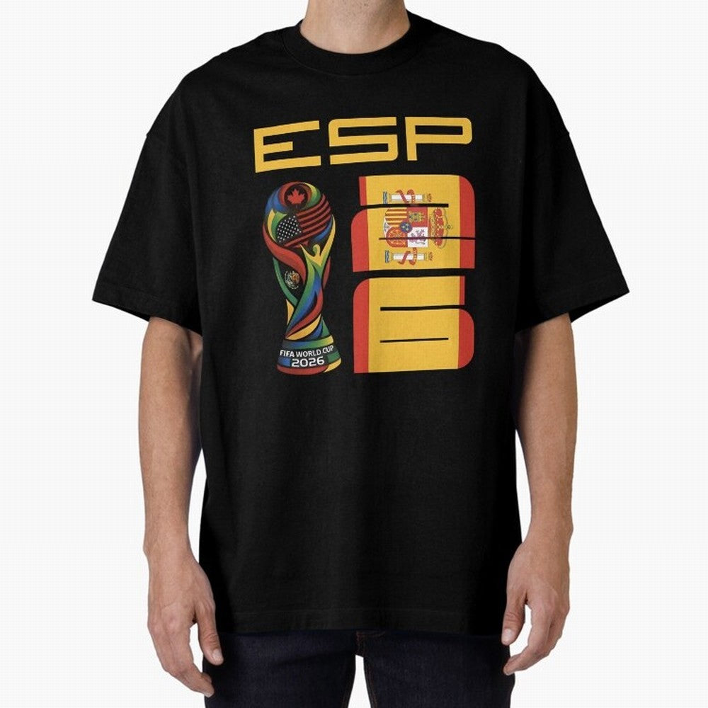 Spain Soccer World Cup 2026 Fan Art - ESP La Roja Oversized T-Shirt Support Your Favorite Stars during FIFA World Cup 2026 USA Canada Mexico Highlighting Haaland, England and Germany Energy, Classic Soccer Heritage, Championship Pressure, Fan