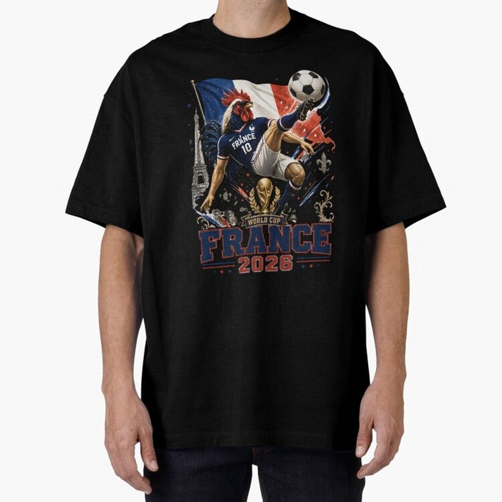France Football World Cup 2026 Retro Rooster Kick - Les Bleus Oversized T-Shirt Feel the Heartbeat of FIFA World Cup 2026 Capturing Messi, Neymar and Mbappe, Germany Energy, Classic Soccer Heritage, Championship Pressure, Fan Loyalty and