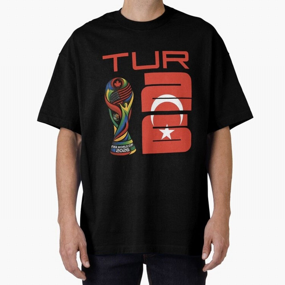 Turkey Football World Cup 2026 Fan Design Oversized T-Shirt Embrace Match Day Hype around FIFA World Cup 2026 USA Canada Mexico, Messi, Neymar and Mbappe, Portugal, Sports Nostalgia, International Competition, Famous Players and Unforgettable
