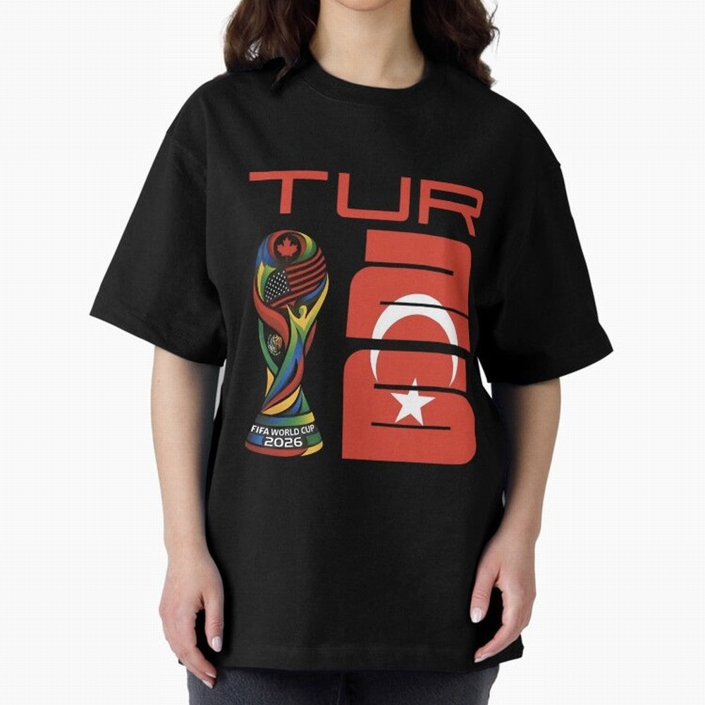 Turkey Football World Cup 2026 Fan Design Oversized T-Shirt Embrace Match Day Hype around FIFA World Cup 2026 USA Canada Mexico, Messi, Neymar and Mbappe, Portugal, Sports Nostalgia, International Competition, Famous Players and Unforgettable