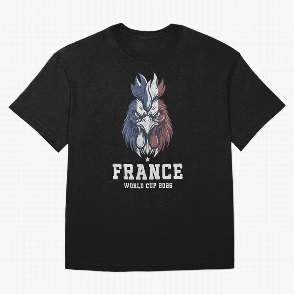France Football World Cup 2026 Rooster Mascot Art Oversized T-Shirt Celebrate Fan Culture around Match Day Hype around FIFA World Cup 2026 Group Stage, Messi and Cristiano Ronaldo, Netherlands, Championship Spirit, Famous Goals, Roaring Crowds and