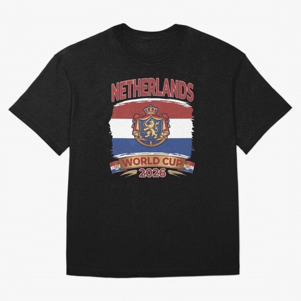 Netherlands World Cup 2026 Coat of Arms Football Design Oversized T-Shirt Share FIFA World Cup 2026 Spirit, Inspired by Argentina and Brazil, Messi and Cristiano Ronaldo, Goal Celebration Energy, Supporter Heritage, Football Icons and Worldwide