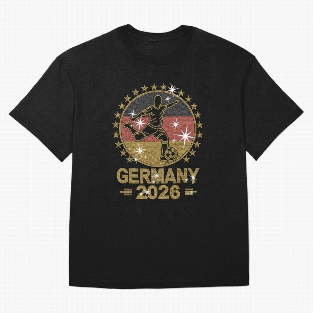 Germany Soccer World Cup 2026 Glitter Style Fan Art Oversized T-Shirt Treasure Global Football Passion for FIFA World Cup 2026 USA Canada Mexico, Centered on CR7, Argentina, Goal Celebration Energy, Supporter Heritage, Football Icons and Worldwide