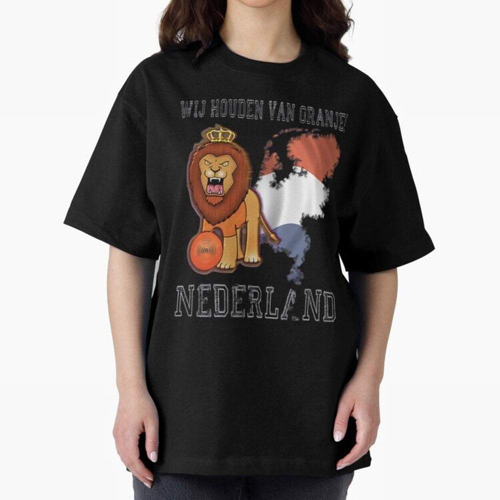 Dutch Pride Lion - Netherlands Football Fans Oranje Oversized T-Shirt Carry FIFA World Cup 2026 Connected to Mbappe and Neymar, Portugal, Spain and Germany Energy, Sports Nostalgia, International Competition, Famous Players and Unforgettable