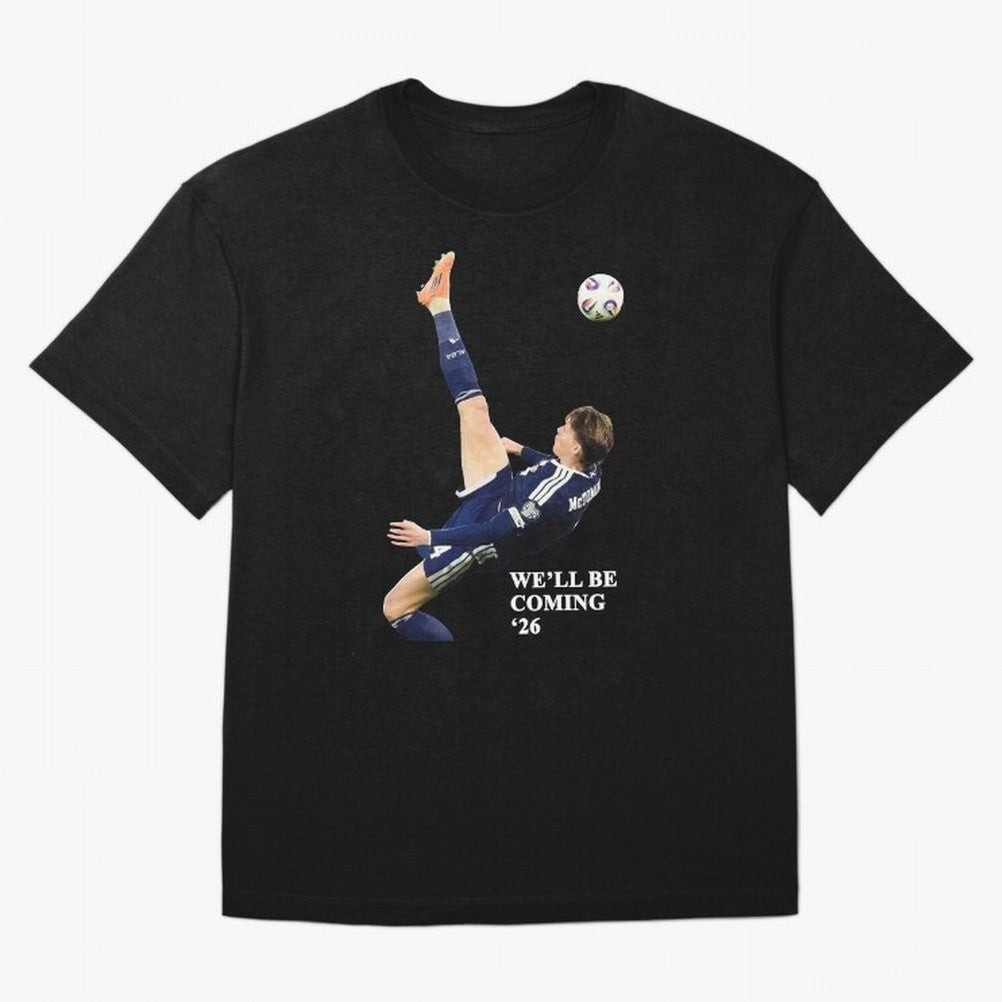 Scotland We'll Be Coming 26 WC Oversized T-Shirt Celebrate Supporters United by FIFA World Cup 2026 USA Canada Mexico Spirit, Filled with England, France and Netherlands, Cristiano Ronaldo, Worldwide Fan Energy, Dramatic Goals, Stadium Lights and