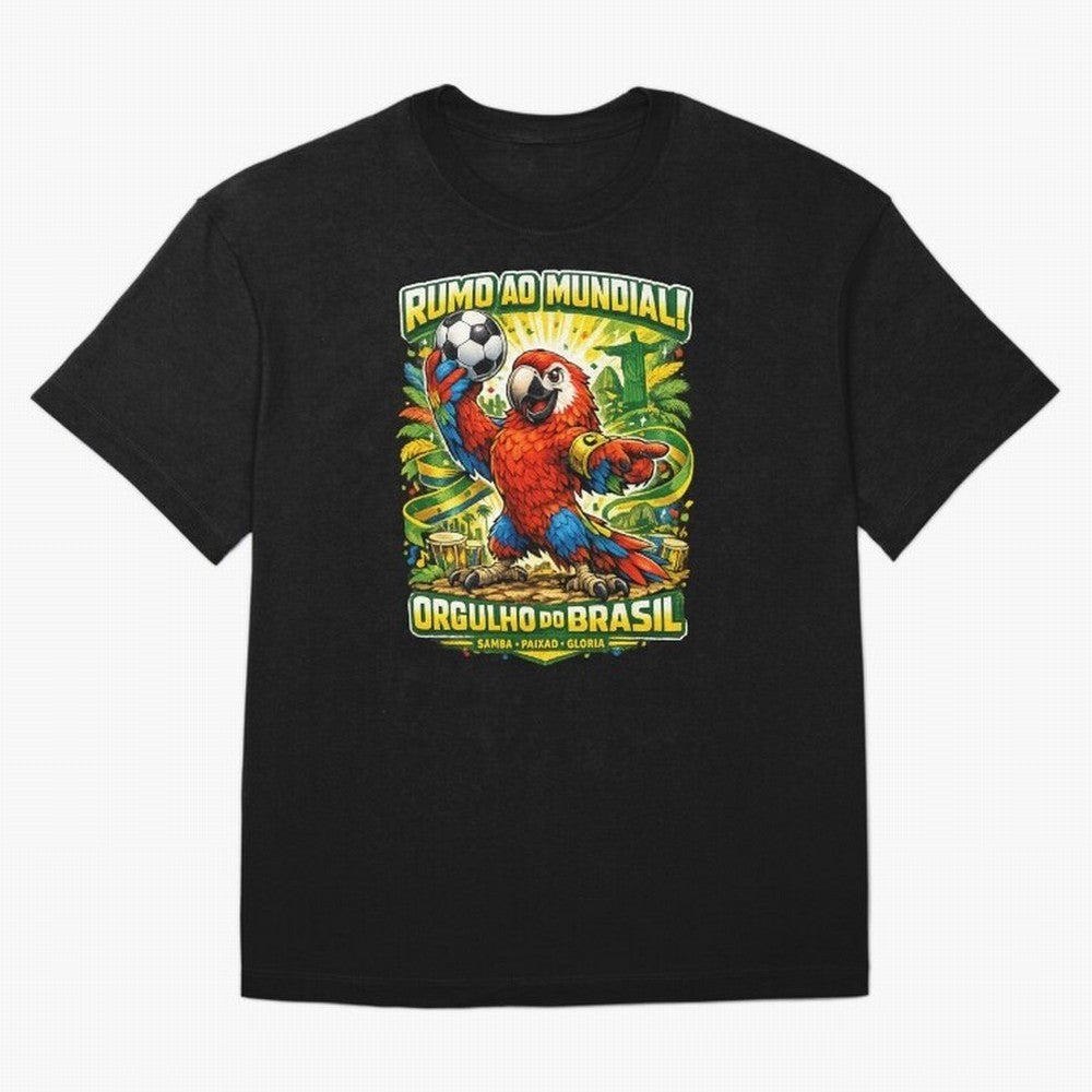 Brazil World Cup 2026 Macaw Fan Art Oversized T-Shirt Honor FIFA World Cup 2026 USA Canada Mexico Celebrating Messi, Brazil Energy, Champion Mindset, Group Stage Buzz, Knockout Tension and Passionate Fan Culture; Perfect for Supporters Who Want