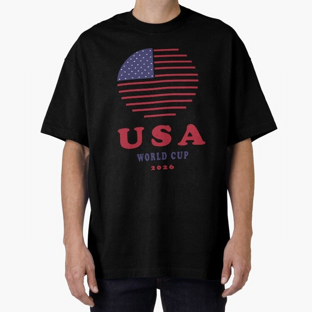 USA World Cup 2026 Soccer Fan Shirt | American Flag Football Retro Patriotic Design Oversized T-Shirt Follow Every Goal of Global Football Passion for FIFA World Cup 2026 Group Stage, with Cristiano Ronaldo, Haaland and CR7, England, Tournament