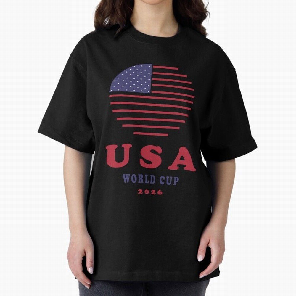 USA World Cup 2026 Soccer Fan Shirt | American Flag Football Retro Patriotic Design Oversized T-Shirt Follow Every Goal of Global Football Passion for FIFA World Cup 2026 Group Stage, with Cristiano Ronaldo, Haaland and CR7, England, Tournament