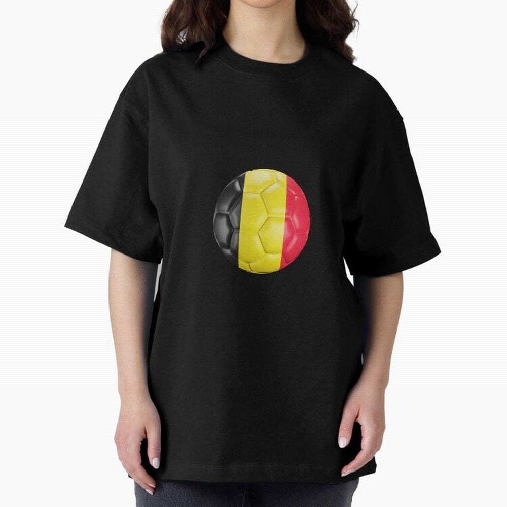 Belgium Football Ball Oversized T-Shirt Honor the Beautiful Game during Match Day Hype around FIFA World Cup 2026 USA Canada Mexico, Cristiano Ronaldo, Haaland and CR7, England and Germany, Football Festival Excitement, Trophy Ambitions, Country