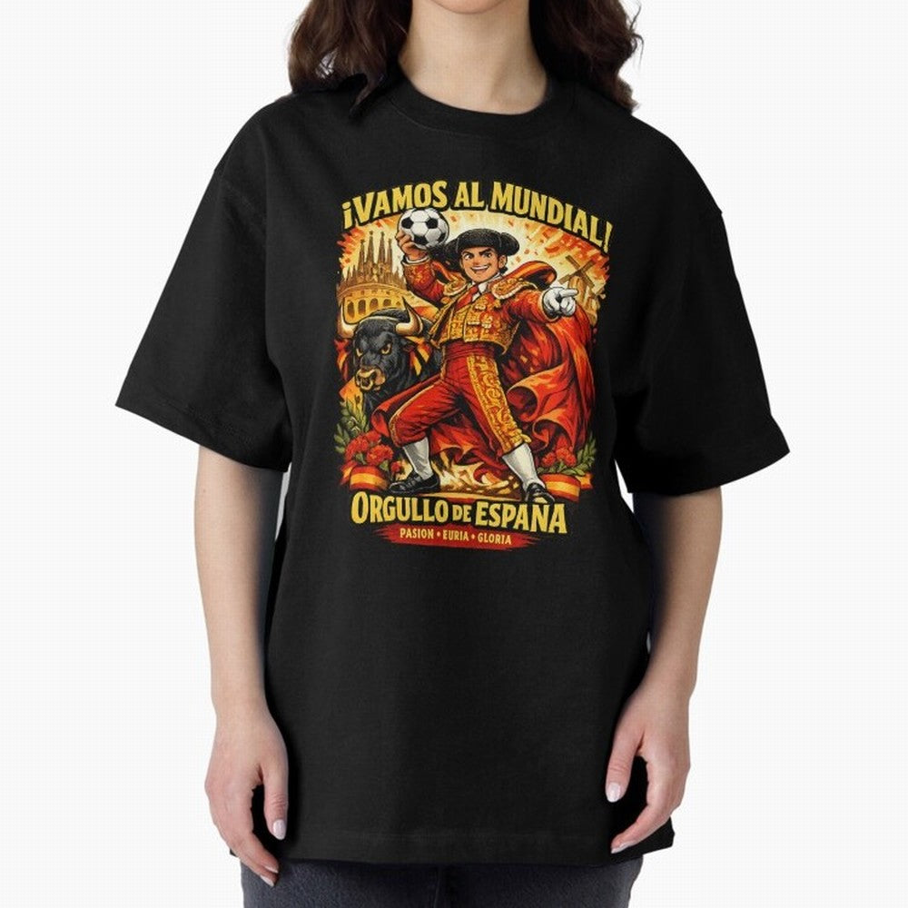 Spain World Cup 2026 Matador Fan Shirt Oversized T-Shirt Celebrate the Biggest Stage of the FIFA World Cup 2026 Journey through Mbappe Highlights, Brazil, Portugal and Argentina Pride, Stadium Chants, National Pride, Trophy Dreams and Unforgettable