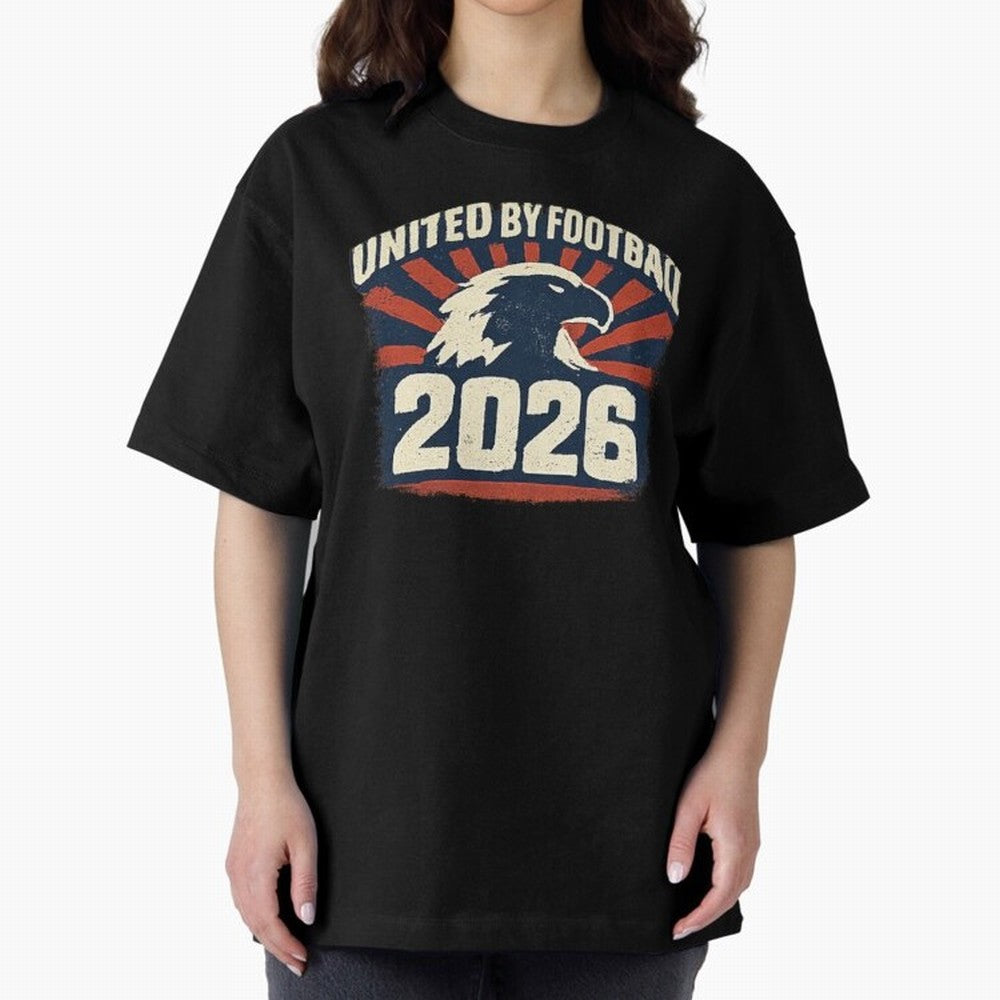 United By Football 2026 Vintage Soccer Fan USA T-Shirt Oversized T-Shirt Represent the Passion of FIFA World Cup 2026 Group Stage Featuring Mbappe and Neymar, Portugal Energy, Retro Football Energy, Iconic Rivalries, Trophy Chase Drama and Stadium