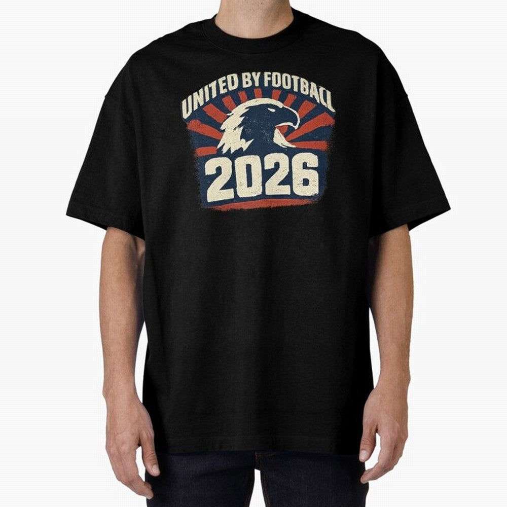 United By Football 2026 Vintage Soccer Fan USA T-Shirt Oversized T-Shirt Represent the Passion of FIFA World Cup 2026 Group Stage Featuring Mbappe and Neymar, Portugal Energy, Retro Football Energy, Iconic Rivalries, Trophy Chase Drama and Stadium