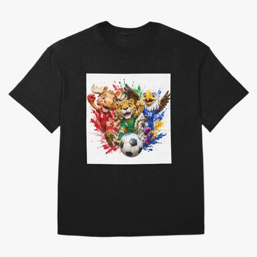 World Football Mascots ¨C Ultimate Soccer Fan Cartoon Design Oversized T-Shirt Join Supporters Worldwide for FIFA World Cup 2026 USA Canada Mexico Capturing Messi and Cristiano Ronaldo, Brazil Energy, Game Day Rituals, Football Legends, Country